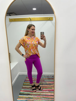 Skinny Ponte Pants 26" Magenta