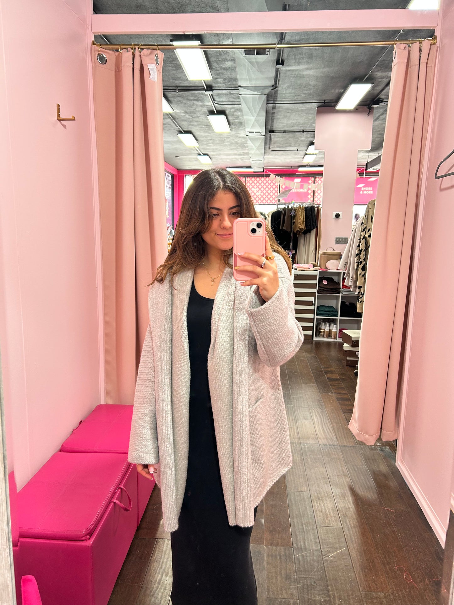 Oversized Hooded Coatigan Gray