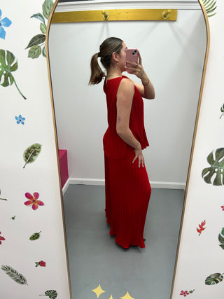 Pleated Tank Red