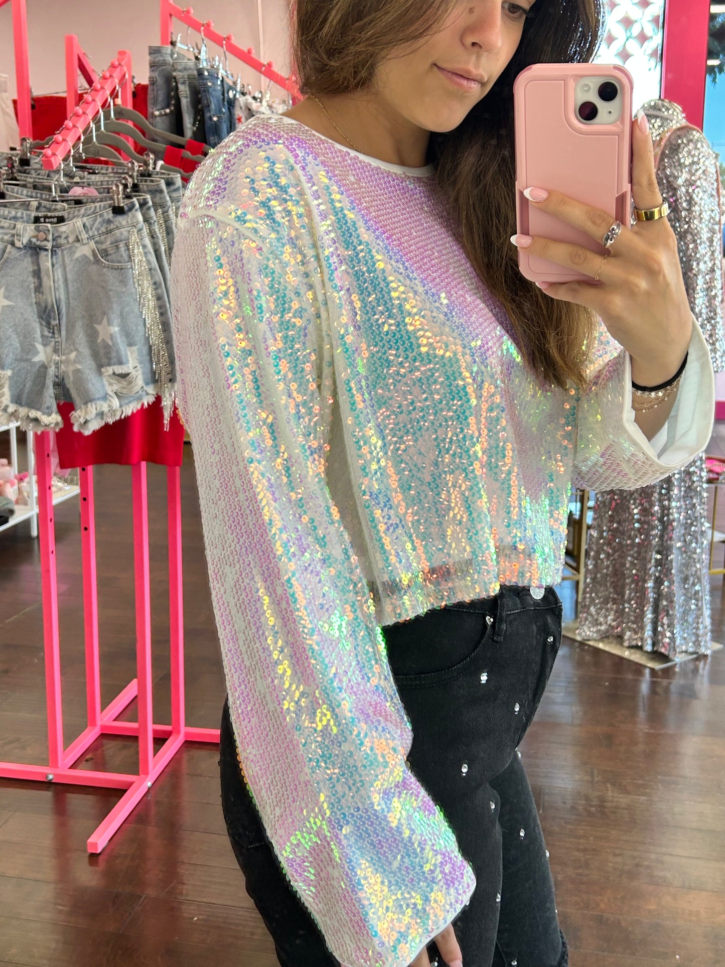 Sequins Long Sleeve Top