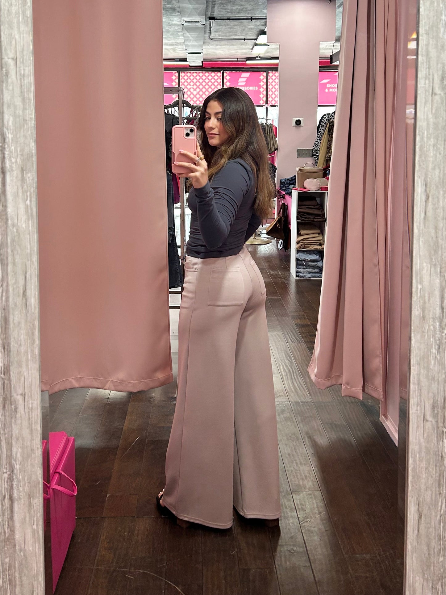 Luxe Wide Leg Trousers Taupe