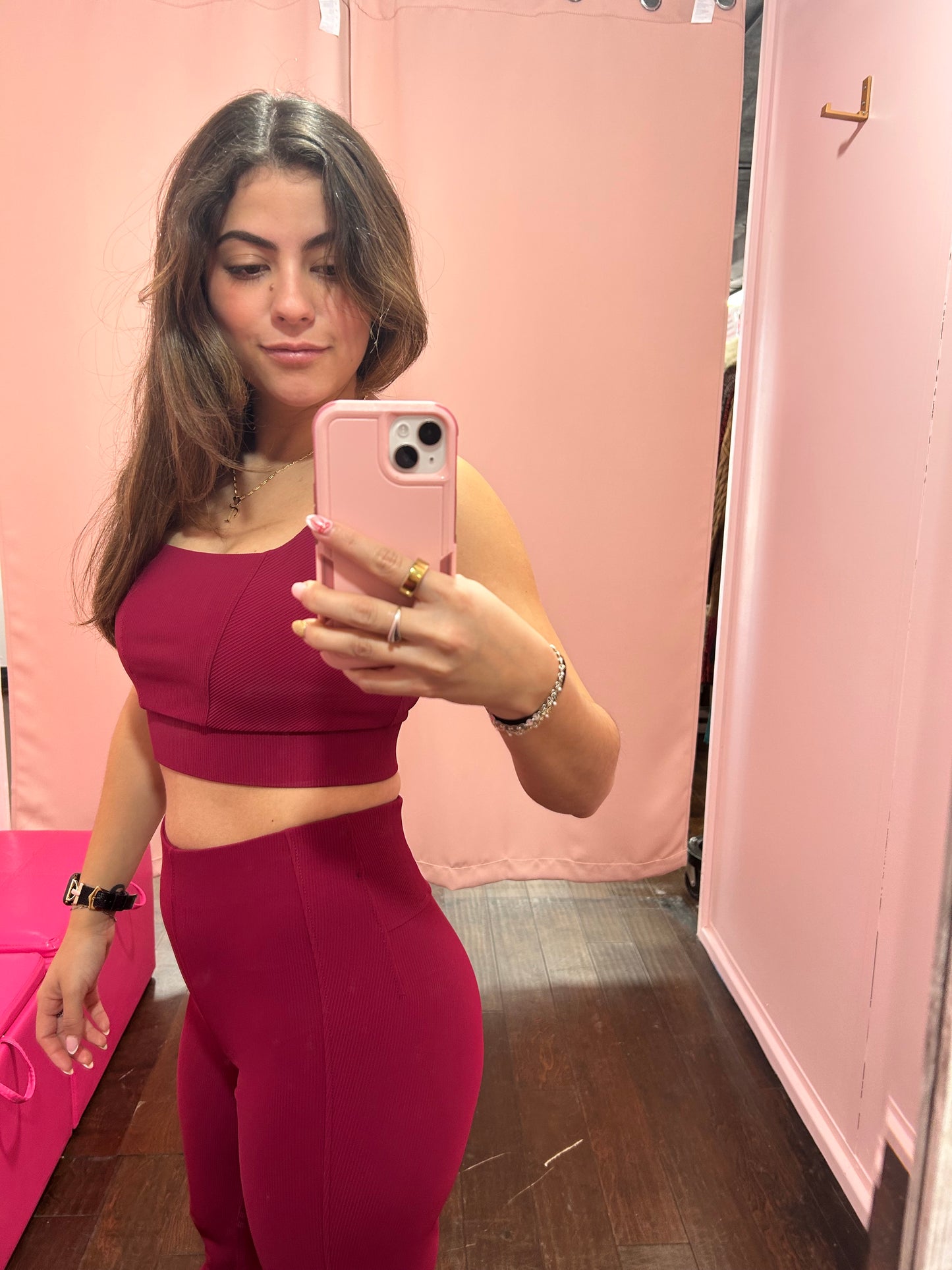 Square Neck Sports Bra Pomegranate