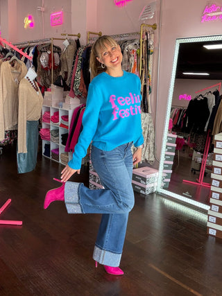 30" Cuff Crush Wide Leg Jeans