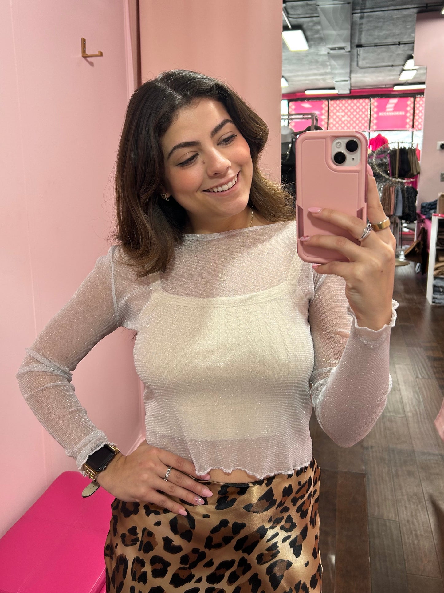 LS Mesh Top Silver Sparkle