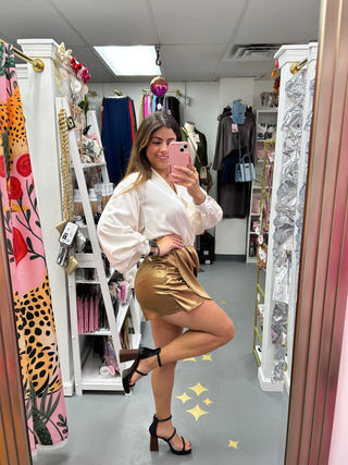 Mini Wrap Skort Gold