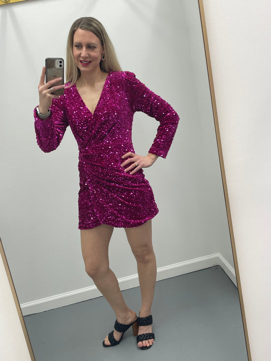 Sequin Fuchsia Dress