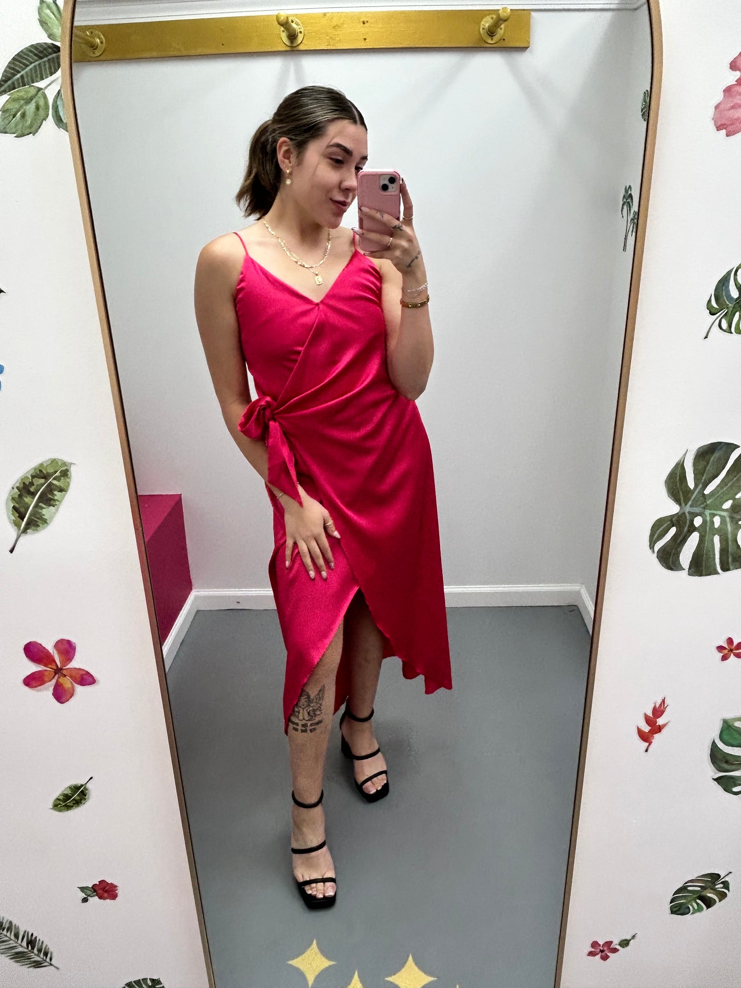 Wrap Midi Dress Pink