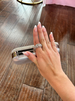 Dripping Sparkle Clutch Silver