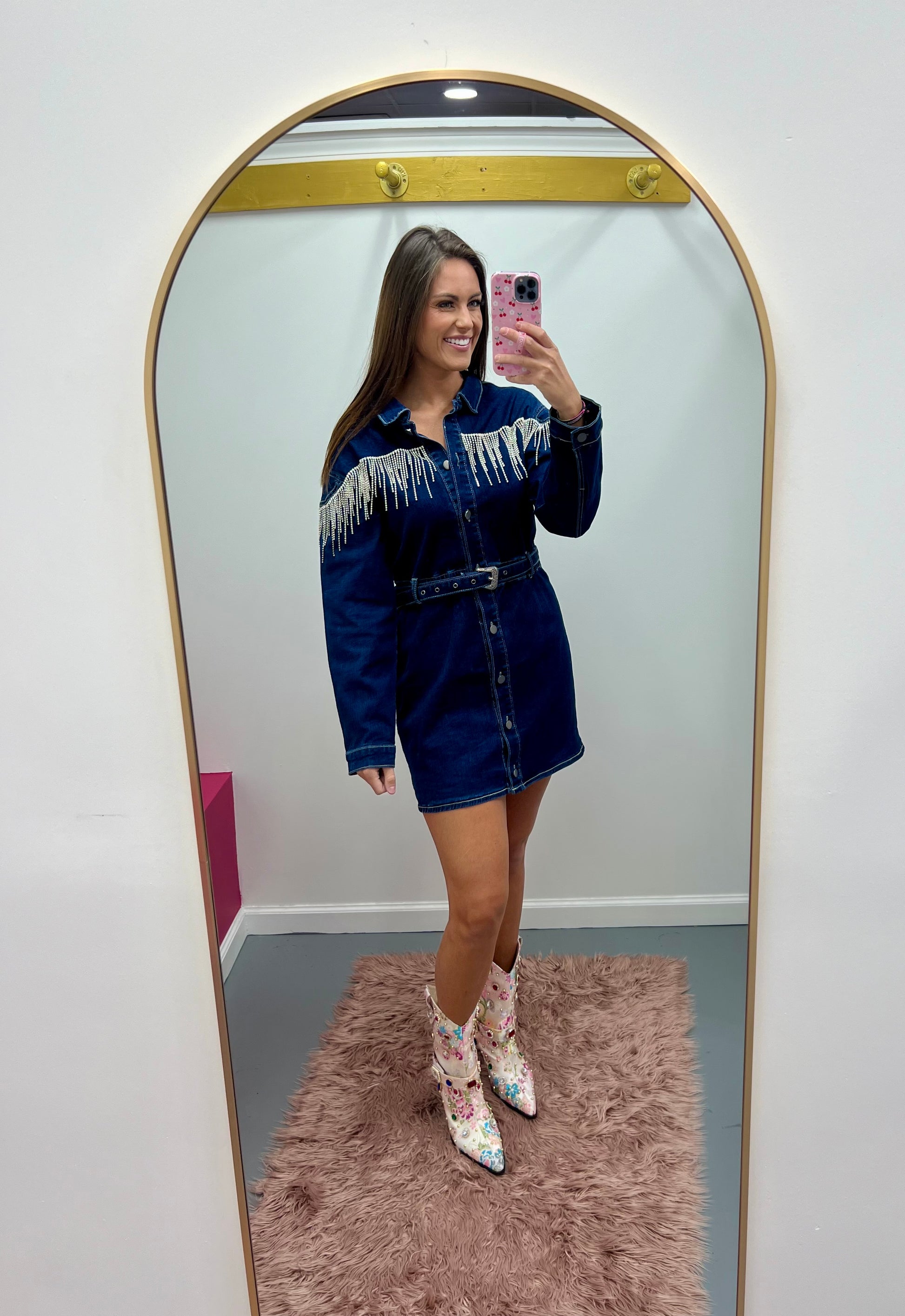 Denim Rhinestone Dress M Denim Rhinestone Dress M