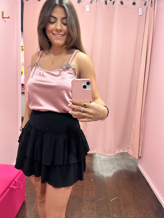 Sweet Ruffle Mini Skirt Black