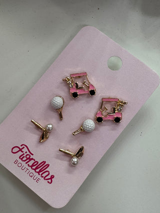 Golf Stud Earrings Set