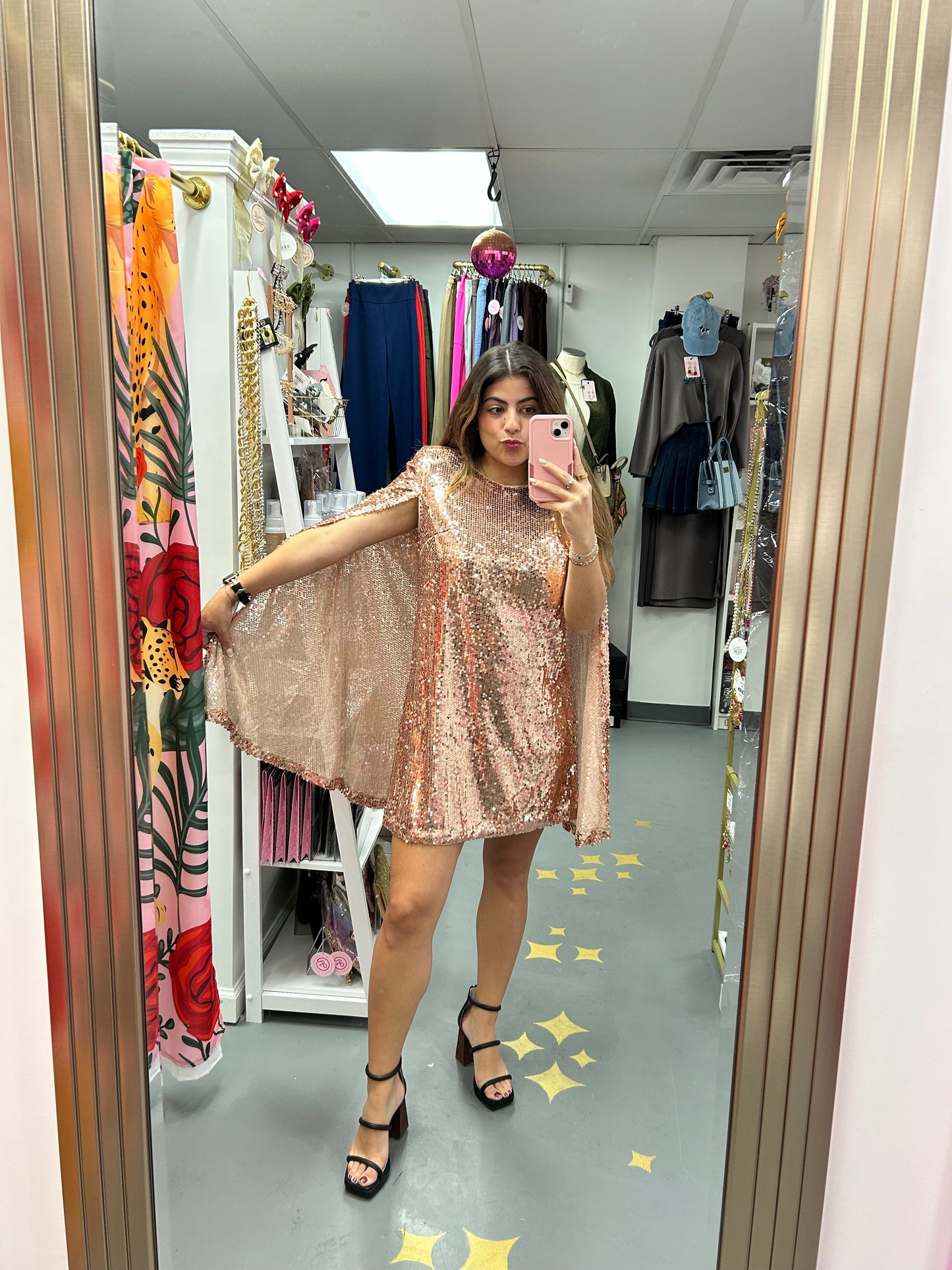 Sequin Cape Mini Dress