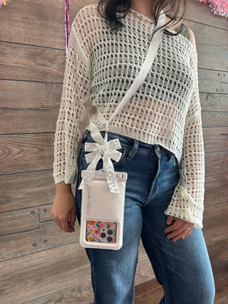 Ivory Pearl Bow Waterproof Floating Pouch