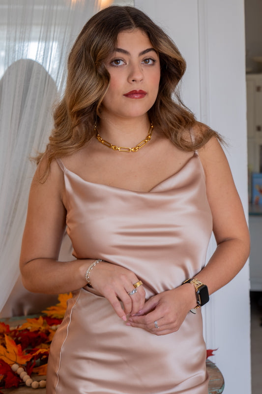 Satin Champagne Cowl Tank