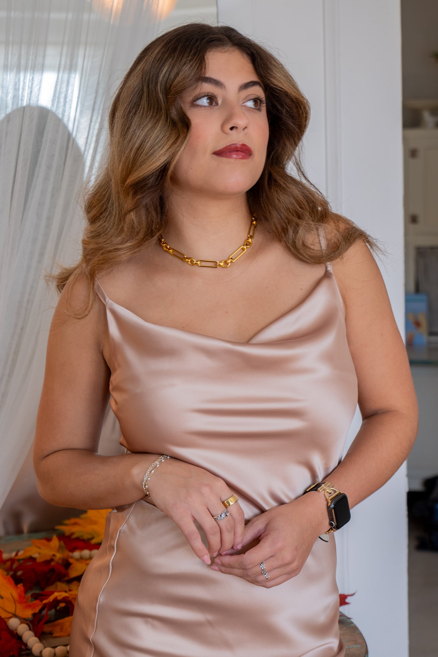 Satin Champagne Cowl Tank