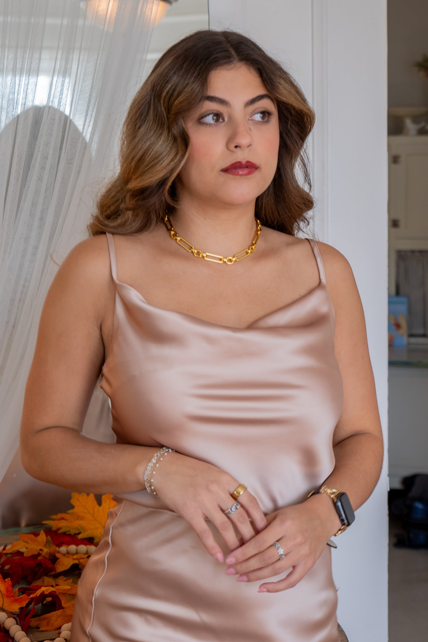 Satin Champagne Cowl Tank