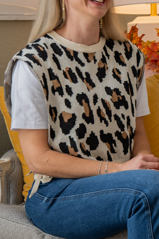 Leopard Shirt Vest Combo