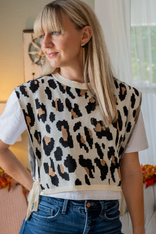 Leopard Shirt Vest Combo