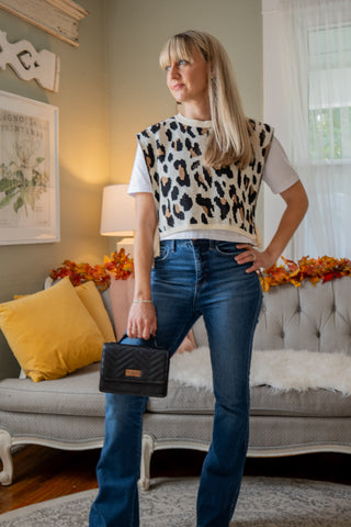 Leopard Shirt Vest Combo