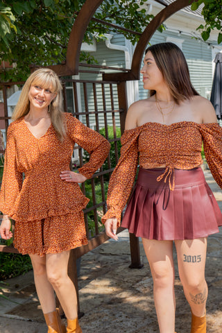 Pleated Skorts Burgundy