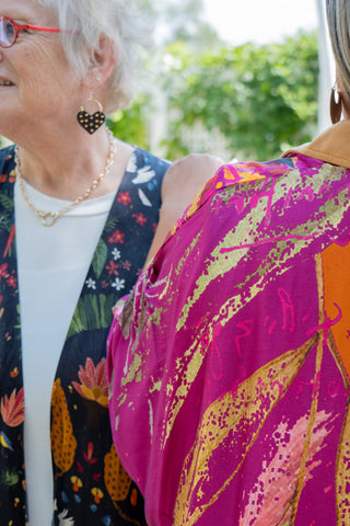 Abstract Long Kimono Magenta