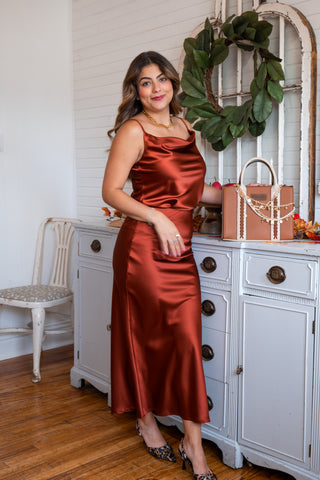 Satin Sienna Cowl Tank