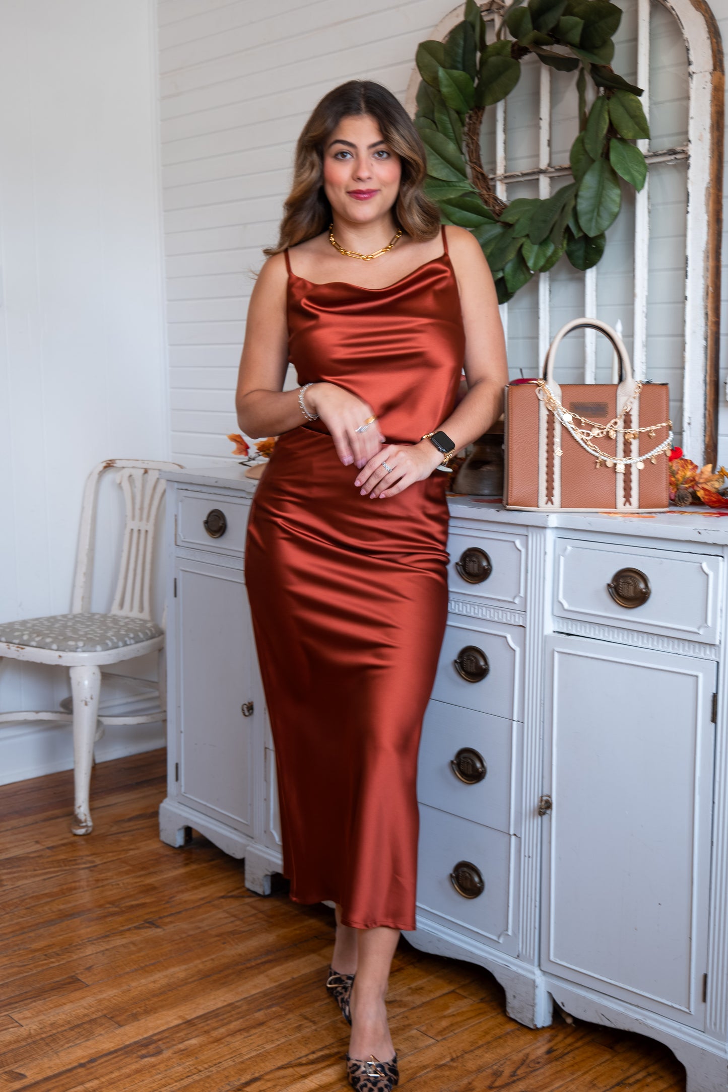 Satin Sienna Cowl Tank