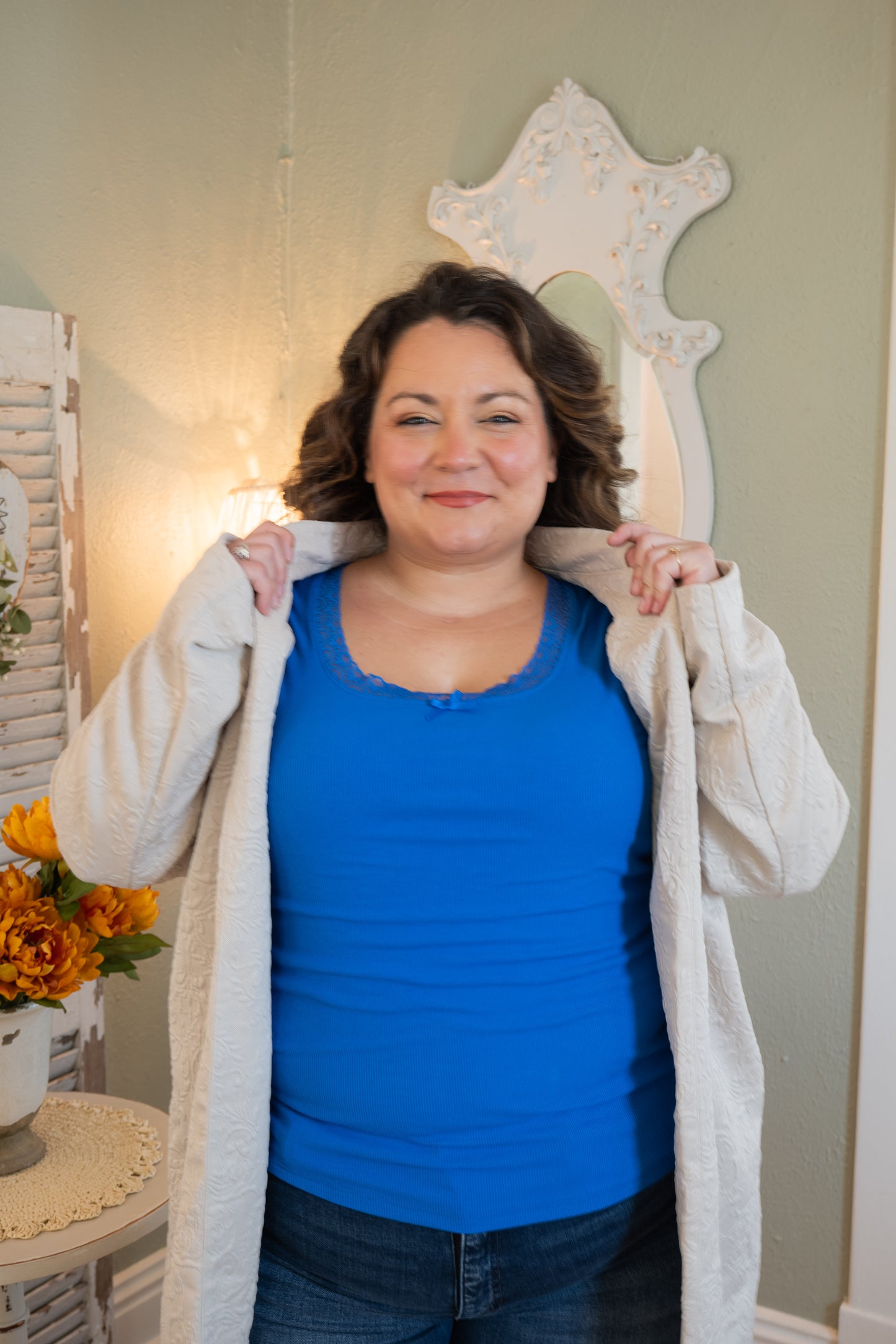 Textured Coat w Pockets Oatmeal