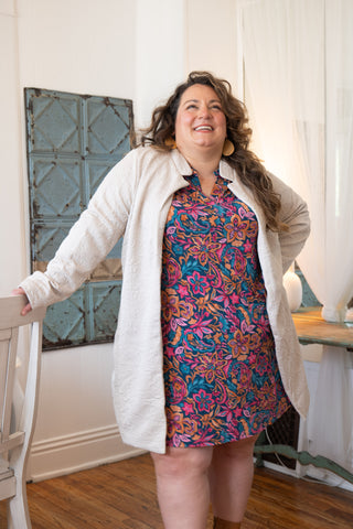 Flowy Floral Dress w Pockets Teal