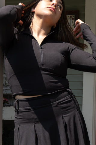 Cropped Half Zip Jacket Black