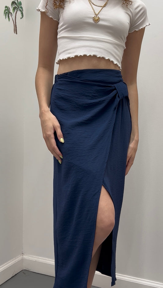 Wrap bow skirt navy