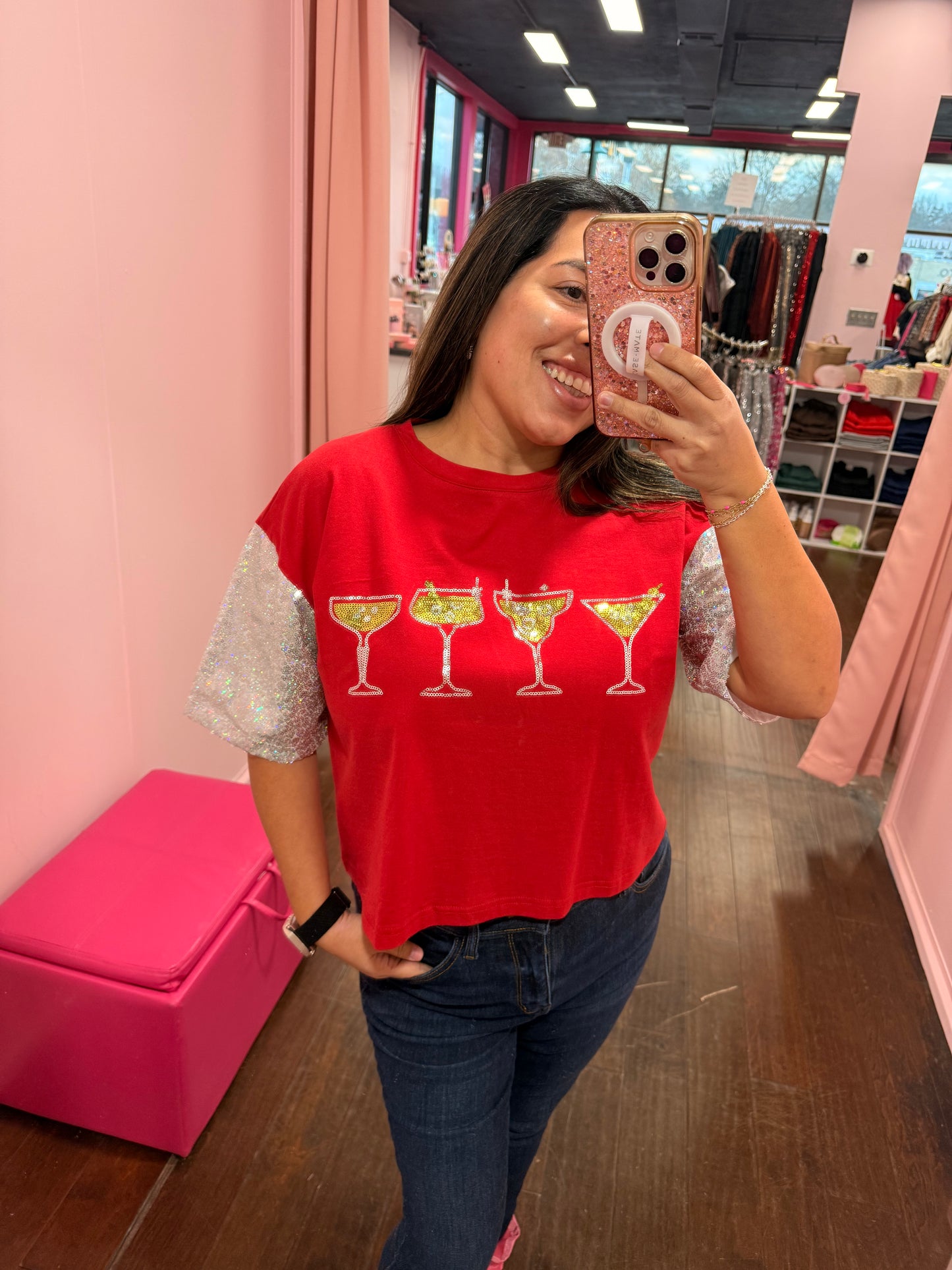 Cocktail Time Crop Tee