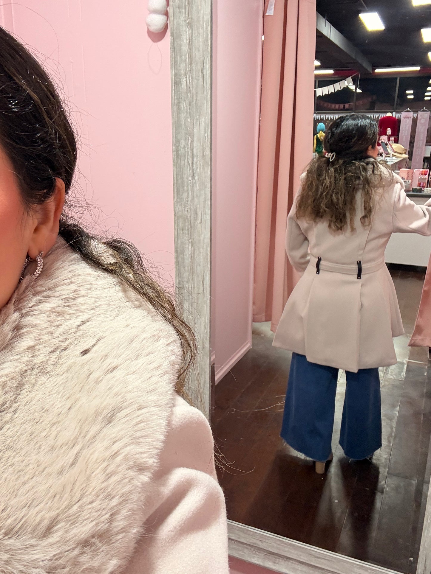 Beige Coat Removable Fur Collar