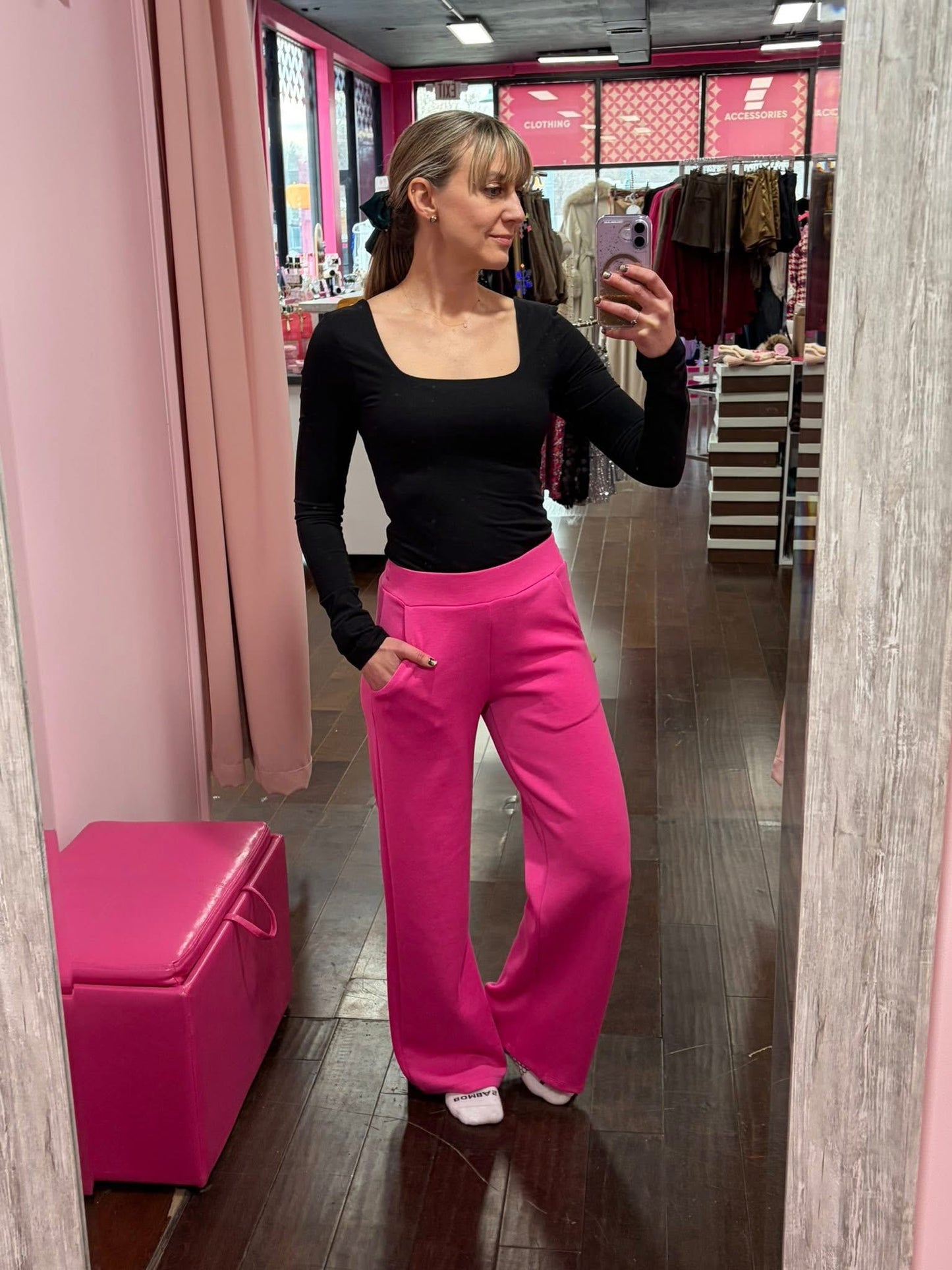 Cozy Wide Leg Pants Pink