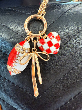 Football Heart Bow Necklace
