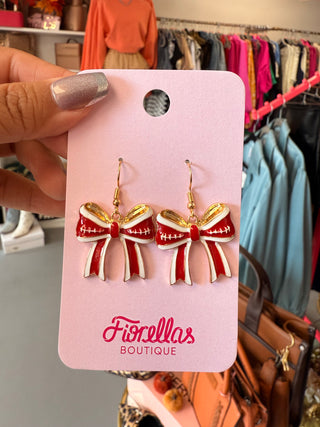 Football Earrings Bow