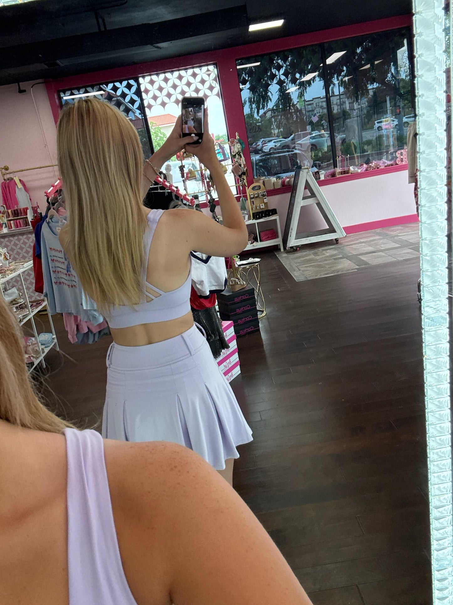 Pleat Belt Loop Skort Lilac