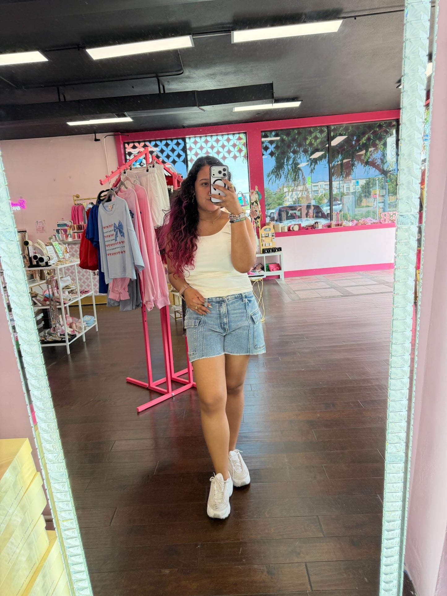 Boyfriend Cargo Denim Shorts
