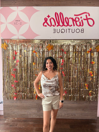 The Polished Faux Leather Shorts Mushroom