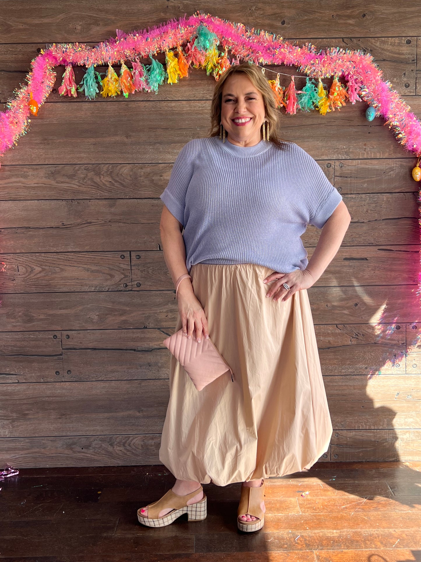 Curvy Maxi Bubble Skirt/ Taupe