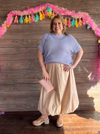 Curvy Maxi Bubble Skirt/ Taupe