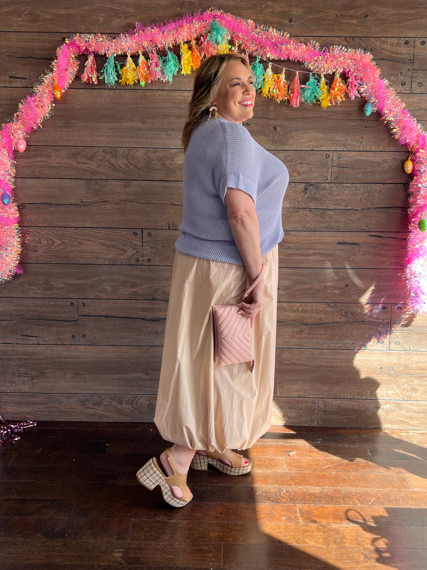 Curvy Maxi Bubble Skirt/ Taupe