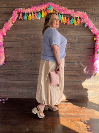 Curvy Maxi Bubble Skirt/ Taupe