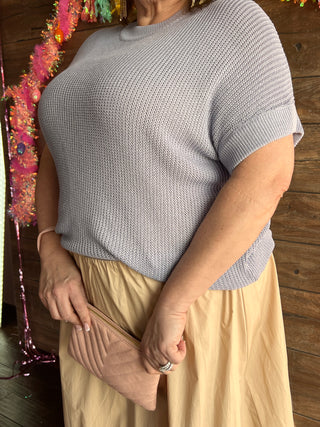Curvy Essential Knit Top Periwinkle