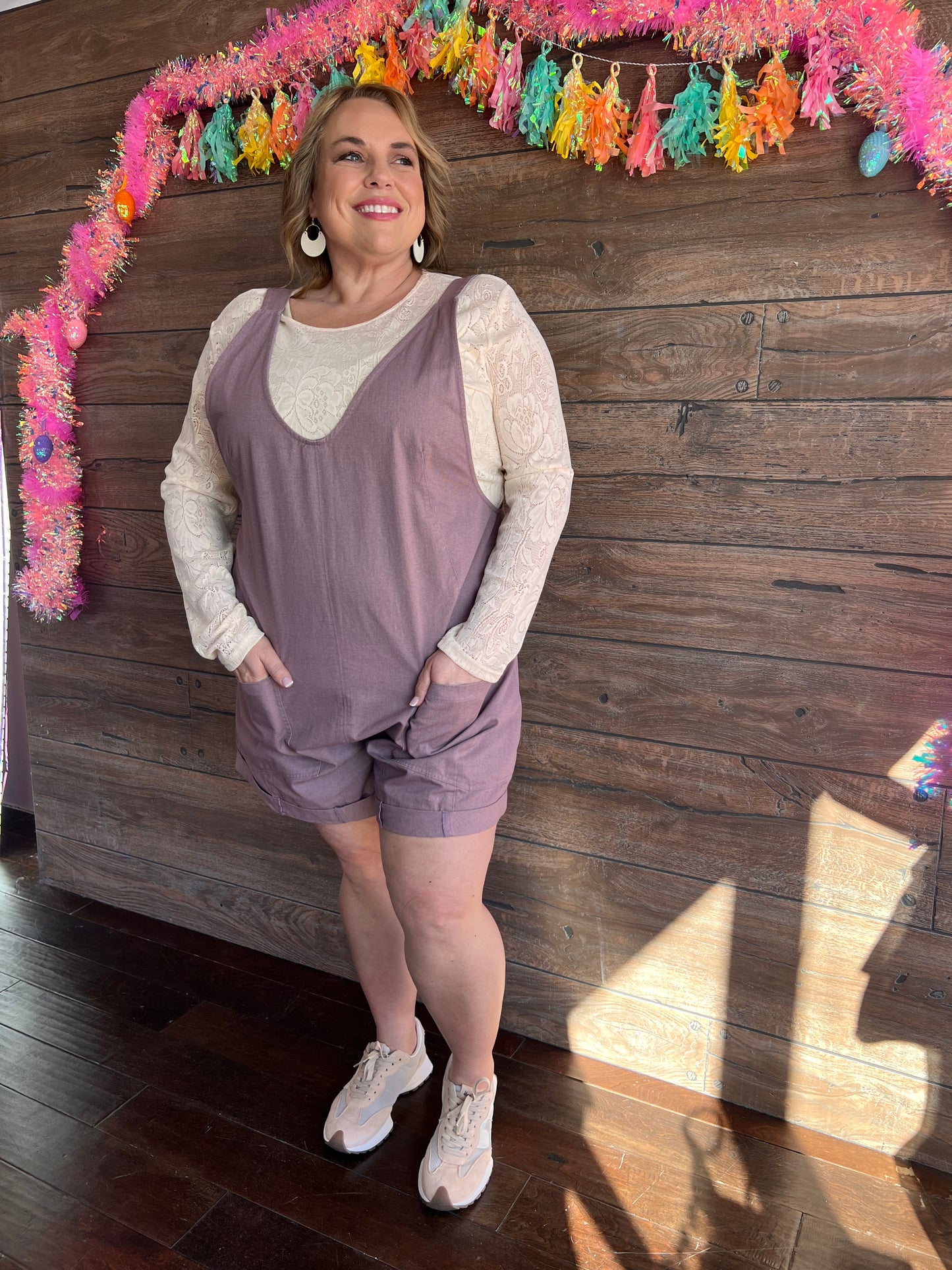 Curvy Mauve Utility Romper