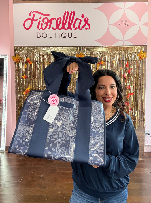 Navy Bandana Bow Jelly Tote Bag