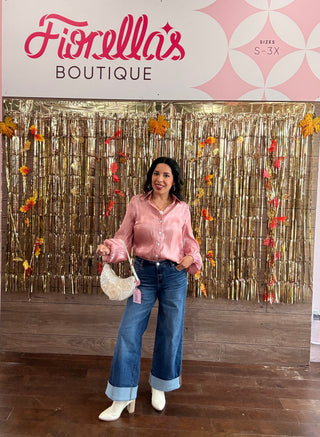 After Dark Satin Blouse Rosé