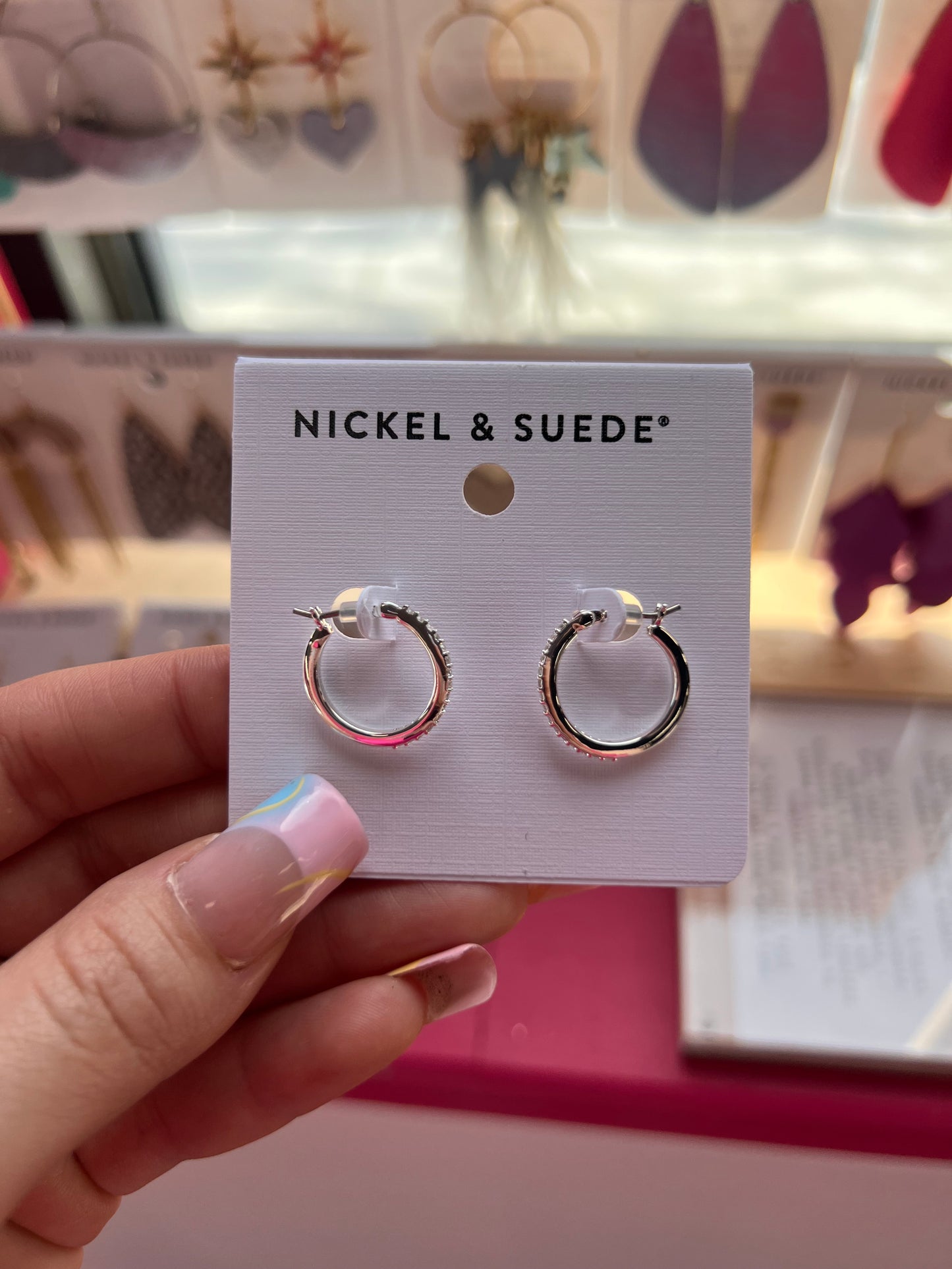 Silver Pave Hoops