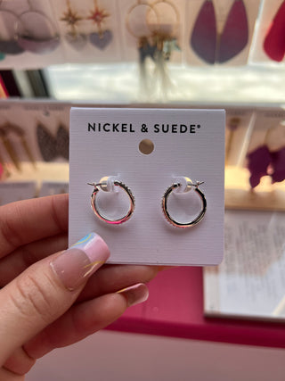Silver Pave Hoops