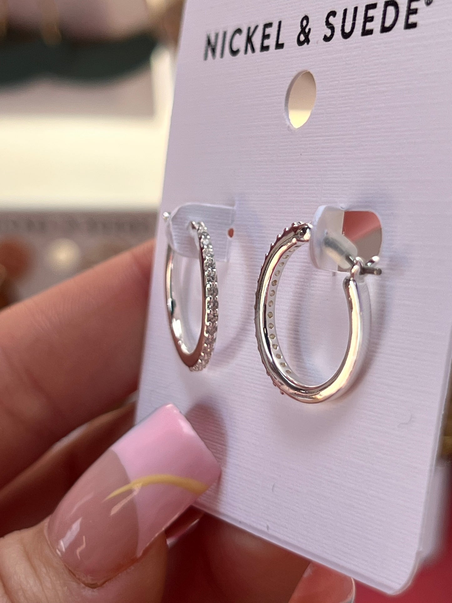 Silver Pave Hoops